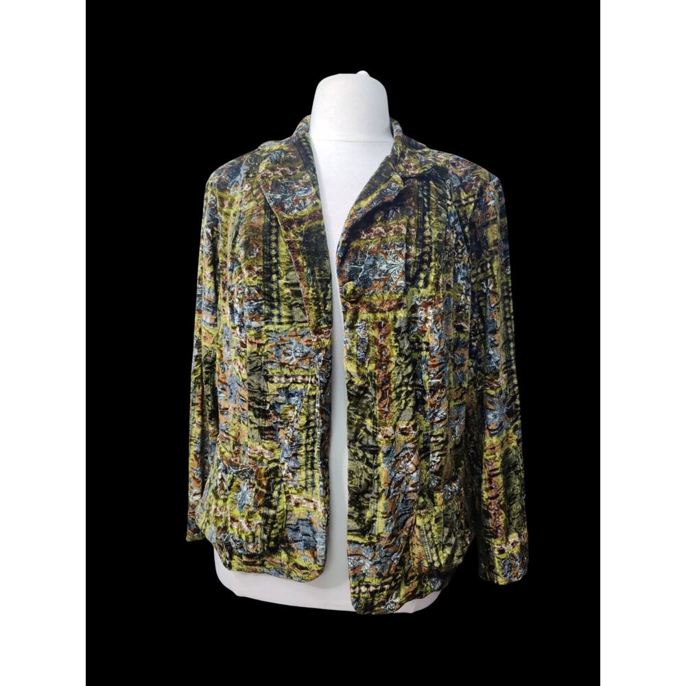 Lily Silk Blend Crushed Velvet Tapestry Blazer Jacket Plus Size 3X